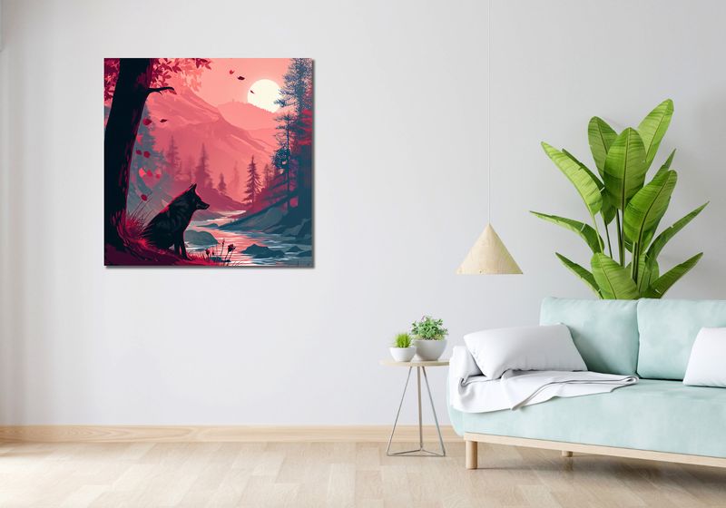 Obraz 90x90cm Wilk Przy Brzegu Lasu zdjęcie 2