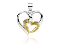 Rodowany pozłacany srebrny wisiorek serce serduszko heart cyrkonia cyrkonie srebro 925 Z1714CGR1