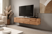 Nowoczesna Szafka RTV Wisząca z Lamelami 160 cm Dąb Wotan KM