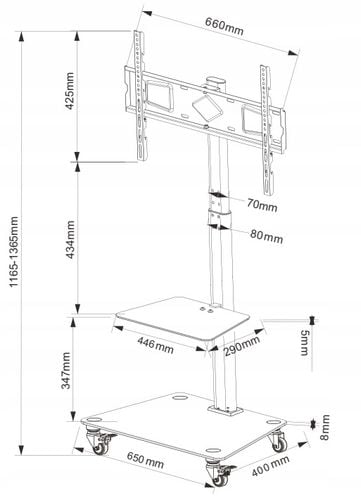 Stojak podlogowy TV na kółkach mobilny 32 40 43 48 50 55 58 65 cali na Arena.pl
