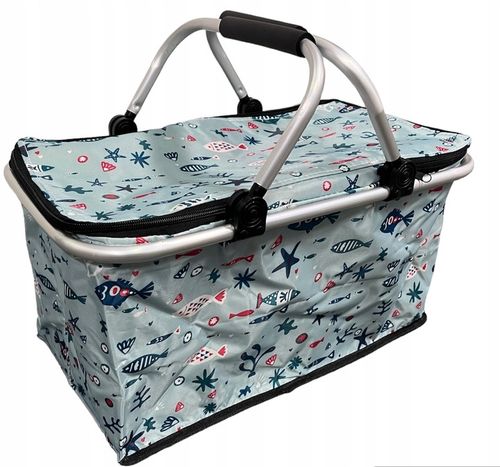 KOSZ PIKNIKOWY SKŁADANY KOSZYK TERMICZNY NA ZAKUPY PIKNIK RÓŻNE WZORY na Arena.pl