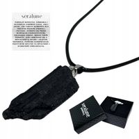 Naszyjnik Czarny Turmalin RAW Surowy Naturalny Czarny Wisiorek Kamień