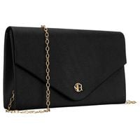 czarna, brokatowa kopertówka damska wykonana z tkaniny