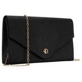 czarna, brokatowa kopertówka damska wykonana z tkaniny