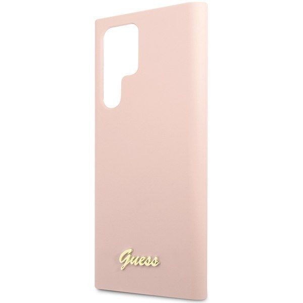 Guess GUHCS23LLSLMGPP S23 Ultra S918 różowy/pink hardcase Silicone Script zdjęcie 6