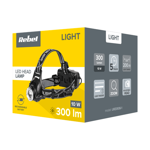 Akumulatorowa Latarka Czołowa Rebel - 10W na Arena.pl