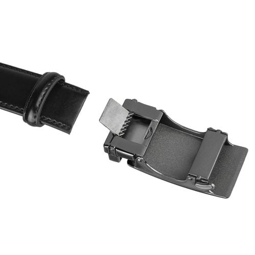 pasek męski z automatyczną klamrą wykonany ze skóry naturalnej w czarnym na Arena.pl