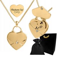 Naszyjnik z GRAWEREM koperta liścik SERCE złoty prezent + GRAWER GRATIS