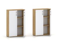 Regał komoda biurowa Pola 2D 110 x 80 cm Hikora z biały drzwiami 3 półki