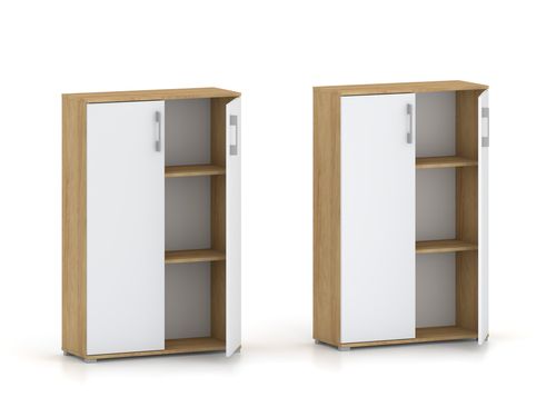 Regał komoda biurowa Pola 2D 110 x 80 cm Hikora z biały drzwiami 3 półki na Arena.pl