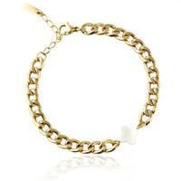 bransoletka na rękę stal chirurgiczna pozłacana 14k złotem, koniczynka