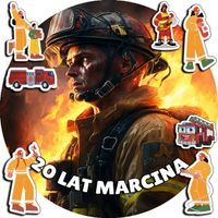 OPŁATEK NA TORT 30CM - STRAŻ STRAŻAK MUNDUR + IMIĘ + GRATIS! 24CM 26CM