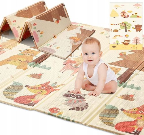 Mata Edukacyjna Piankowa Dwustronna Składana Mata dla Dzieci Duża 200x180cm na Arena.pl