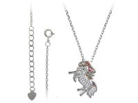 Rodowany srebrny naszyjnik gwiazd celebrytka jednorożec unicorn kolorowe cyrkonie srebro 925 FN464