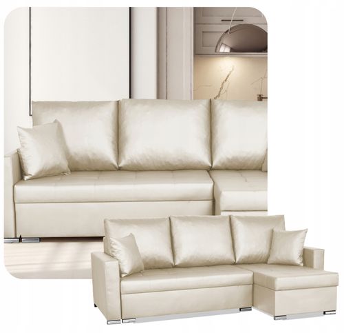 Narożnik rozkładany z funkcją spania ekoskóra Varius rogówka Family Meble na Arena.pl