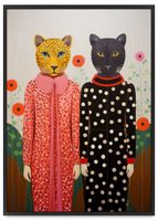 Plakat portret koty lampart 61x91 cm w czarnej ramie