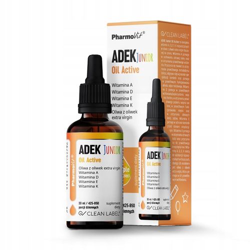 Witaminy ADEK Junior Oil Active 30 ml Wit. A, D, E, K dla dzieci Pharmovit na Arena.pl
