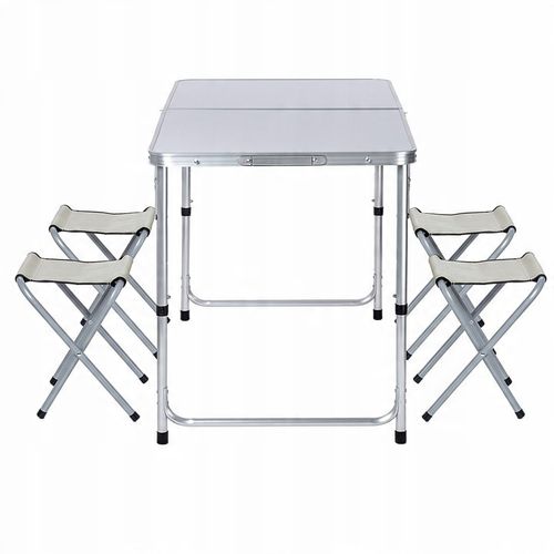 STOLIK STÓŁ TURYSTYCZNY SKŁADANY KEMPINGOWY Z 4 KRZESŁAMI BIAŁY ZESTAW na Arena.pl