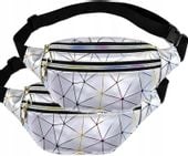 Nerka geometryczna saszetka biodrówka Odblaskowa  R9_Srebrny