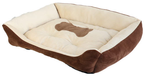 Legowisko dla psa brązowe XL prostokątne BONE 74x59x12cm na Arena.pl