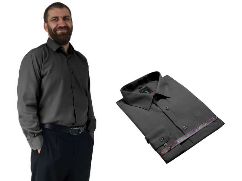 Elegancka koszula męska grafitowa gładka 38/39 - S zdjęcie 4