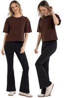 Legginsy Dzwony Damskie Wysoki Stan z Rozszerzaną Nogawką CZARNY MORAJ XL