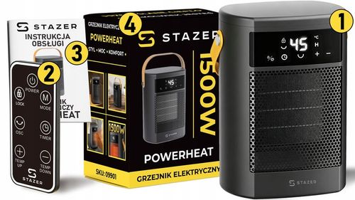 Termowentylator farelka nagrzewnica elektryczna cichy grzejnik timer pilot na Arena.pl