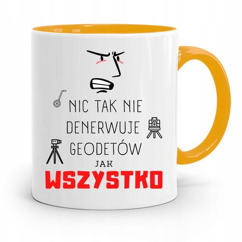 Kubek Żółty Dla Geodety Wszystko Denerwuje Prezent Z Nadrukiem Ze Zdjęciem na Arena.pl