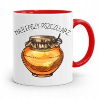 Kubek Czerwony Pszczelarza Najlepszy Pszczelarz Z Nadrukiem Ze Zdjęciem