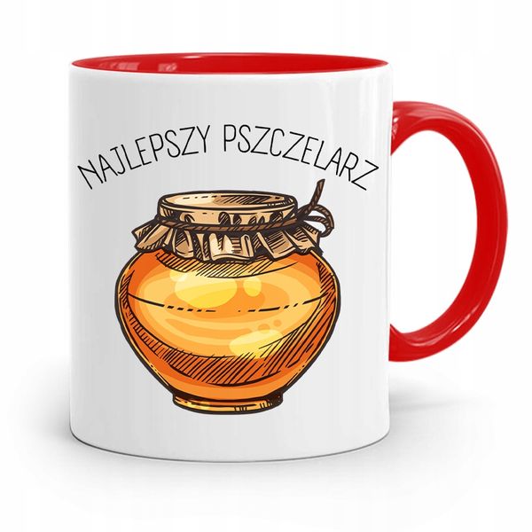 Kubek Czerwony Pszczelarza Najlepszy Pszczelarz Z Nadrukiem Ze Zdjęciem zdjęcie 1