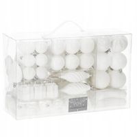 BOMBKI CHOINKOWE x72 NIETŁUKĄCE ZESTAW NA CHOINKĘ XL BIAŁE OZDOBY CHOINKOWE
