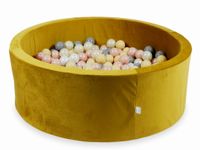 Suchy basen z piłeczkami 500 sztuk 110x40 Velvet zloty (beżowe, różowozłote, jasnozłote, perłowe, szare)