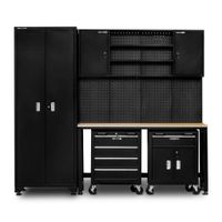 Zestaw modułowych mebli warsztatowych z szafkami jezdnymi narzędziowych