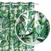 Zasłona gotowa na przelotkach PALMS 140x250 biała zielona liście