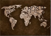 100 70CM OBRAZ PŁÓTNO MAPA ŚWIATA PŁÓTNO RAMA