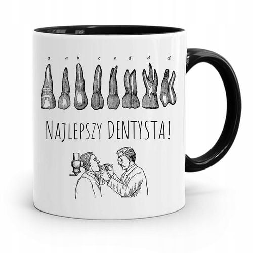 Kubek Czarny Prezent Dentysty Najlepszy Dentysta Z Nadrukiem Ze Zdjęciem na Arena.pl