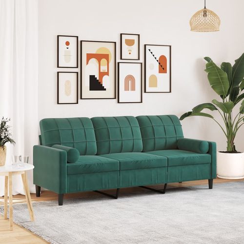3-osobowa sofa z poduszkami, ciemnozielona, 180 cm, aksamit na Arena.pl