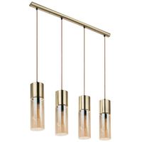Wisząca LAMPA loft ANNIKA 21000-4HM Globo szklana OPRAWA tuby ZWIS na listwie mosiężny bursztynowy