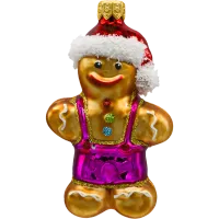 Bombka choinkowa szklana: Piernikowy ludzik w czapce Mikołaja