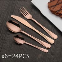 Zestaw Sztućców 24 szt - HOME DECOR - 24/30 Szt Różowe Złoto 24 Szt