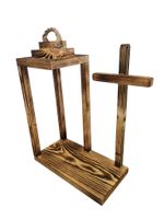 Lampion drewniany z podstawą i krzyżem 40cm Baza pod stroik Dekoracja nr6