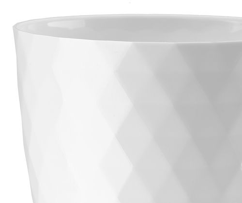 Doniczka osłonka plastikowa CRISTAL 12 cm biała połysk wzór karo romby na Arena.pl