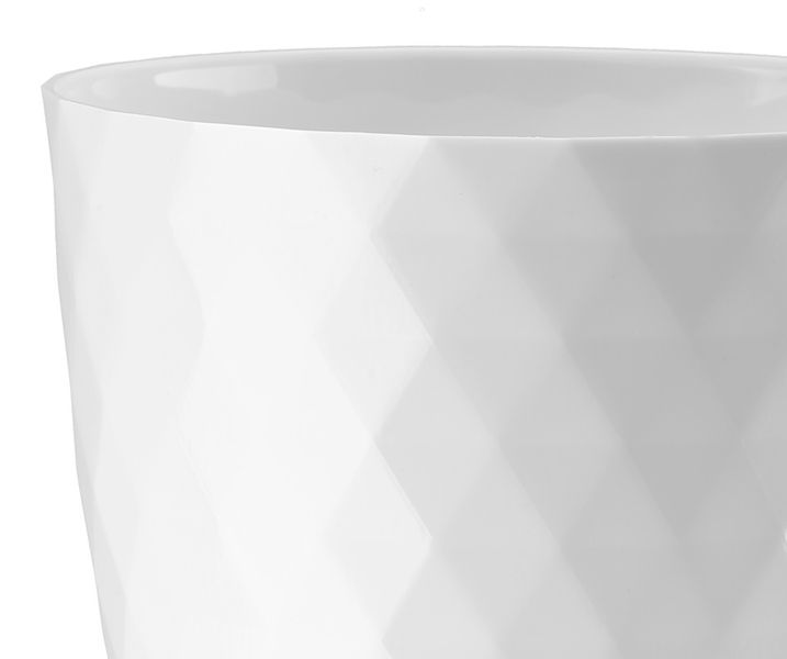Doniczka osłonka plastikowa CRISTAL 12 cm biała połysk wzór karo romby zdjęcie 2