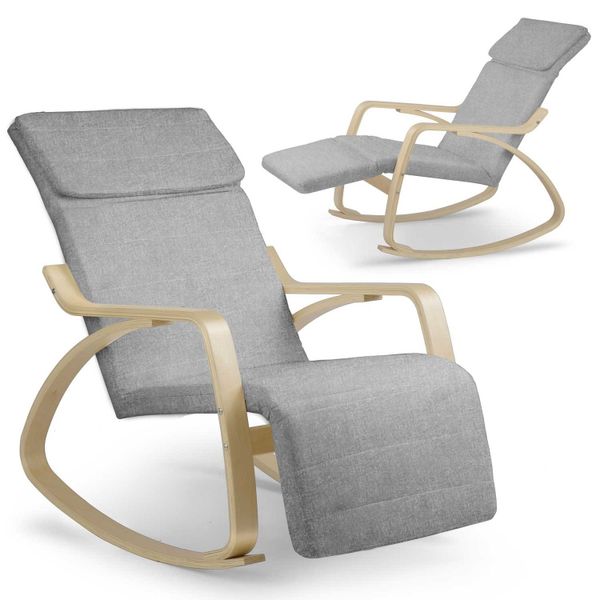 Fotel wypoczynkowy bujany Suzi - jasnoszary zdjęcie 1