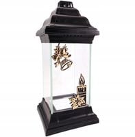 Szklany lampion znicz czarny ze złotą świecą i dzwonkiem Boże Narodzenie