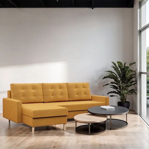 Narożnik uniwersalny, MILO, velvet, 223x140x92 cm, żółty | TYLETEGOTU na Arena.pl