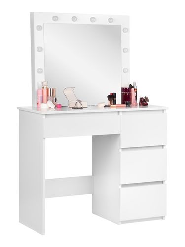 BIAŁA TOALETKA KOSMETYCZNA Z LUSTREM 12xLED SZUFLADY na Arena.pl