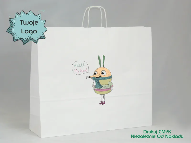 Torba papierowa biała 54 x 15 x 46 cm zdjęcie 5