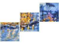 60 90CM OBRAZ 3 ELEM WENECJA NOCĄ ŚCIENNY DRUK PŁÓTNO