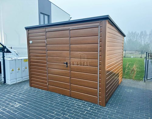 Schowek domek ogrodowy 3x2,5m Brama dwuskrzydłowa  drewnopodobny dach TS964 na Arena.pl